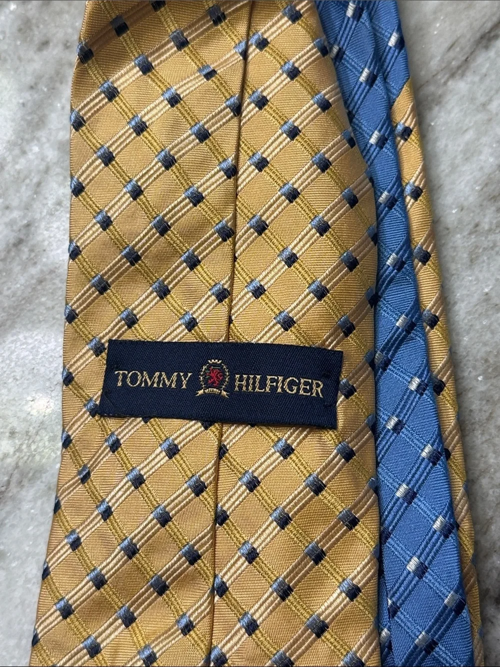 Tommy Hilfiger Yellow Gold Plaid Silk Tie